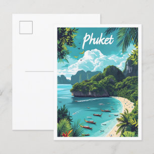 Carte Postale Illustration de voyage artistique de Phuket Thaïla