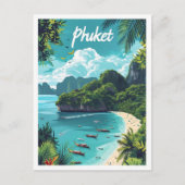 Carte Postale Illustration de voyage artistique de Phuket Thaïla (Devant)