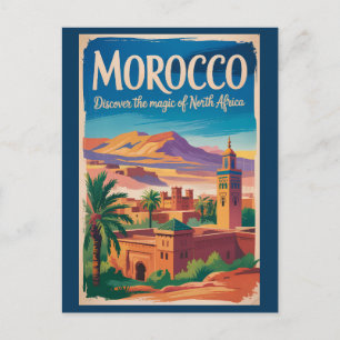 Carte Postale Illustration de voyage artistique vintage du Maroc