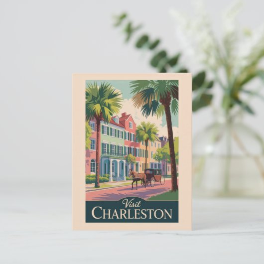 Carte Postale Illustration de voyage d'art à Charleston Caroline (Debout devant)