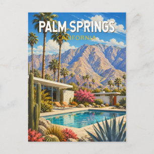 Carte Postale Illustration de voyage d'art à Palm Springs Califo