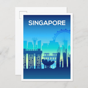 Carte Postale Illustration de voyage d'art à Singapour