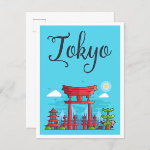 Carte Postale Illustration de voyage d'art au Japon à Tokyo