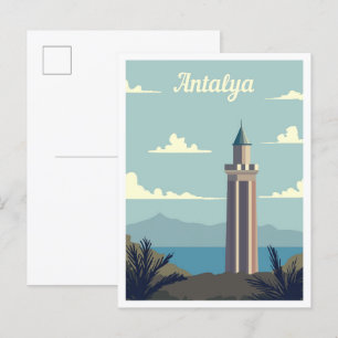 Carte Postale Illustration de voyage d'art d'Antalya Turquie