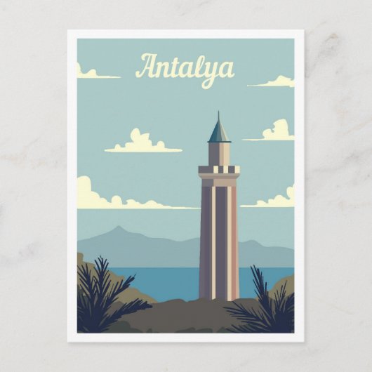 Carte Postale Illustration de voyage d'art d'Antalya Turquie (Devant)