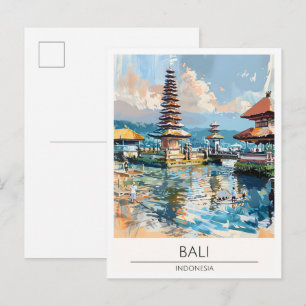 Carte Postale Illustration de voyage d'art de Bali Indonésie