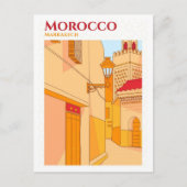 Carte Postale Illustration de voyage d'art de Marrakech Maroc (Devant)