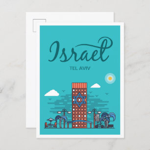 Carte Postale Illustration de voyage d'art de Tel Aviv Israël