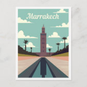 Carte Postale Illustration de voyage d'art Marrakech Maroc (Devant)