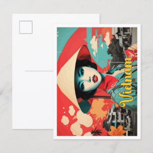 Carte Postale Illustration de voyage d'art pop vietnamien