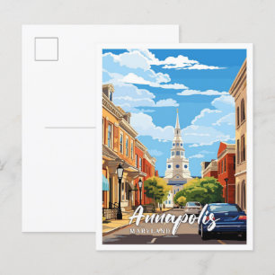 Carte Postale Illustration de voyage d'Art Vintage Annapolis Mar