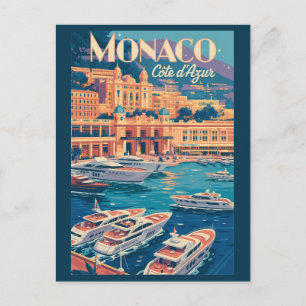 Carte Postale Illustration de voyage d'art vintage de Monaco Cot