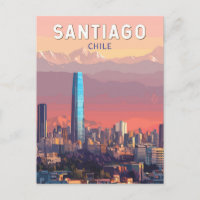 Illustration de voyage d'art vintage de Santiago C