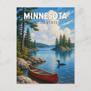 Carte Postale Illustration de voyage d'art vintage du Minnesota