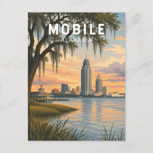 Carte Postale Illustration de voyage d'art vintage Mobile Alabam