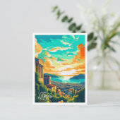 Carte Postale Illustration de voyage d'Athènes Grèce Art (Debout devant)