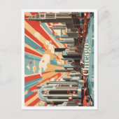 Carte Postale Illustration de voyage de Chicago Illinois Pop Art (Devant)