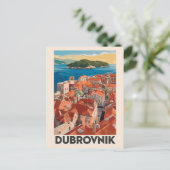 Carte Postale Illustration de voyage de Dubrovnik Croatie Art Vi (Debout devant)