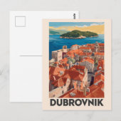 Carte Postale Illustration de voyage de Dubrovnik Croatie Art Vi (Devant / Derrière)