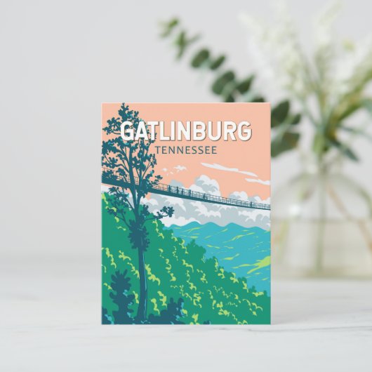 Carte Postale Illustration de voyage de Gatlinburg Tennessee Art (Debout devant)