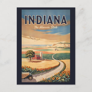 Carte Postale Illustration de voyage de la campagne de l'Indiana