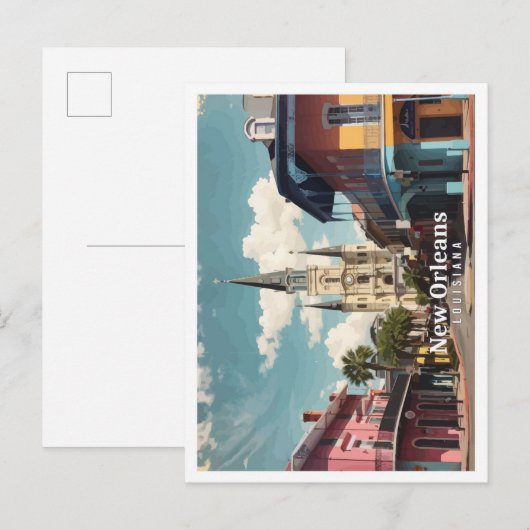 Carte Postale Illustration de voyage de la Pop Art de la Nouvell (Devant / Derrière)