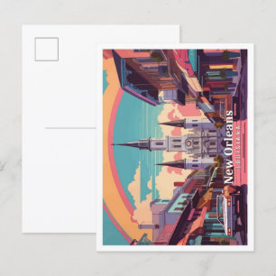 Carte Postale Illustration de voyage de la Pop Art de la Nouvell