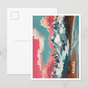 Carte Postale Illustration de voyage de la Pop Art de l'Alaska