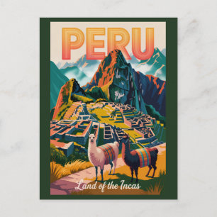 Carte Postale Illustration de voyage de Machu Picchu au Pérou Ar