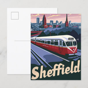 Carte Postale Illustration de voyage de Sheffield Grande-Bretagn
