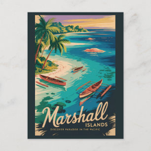 Carte Postale Illustration de voyage des côtes des îles Marshall