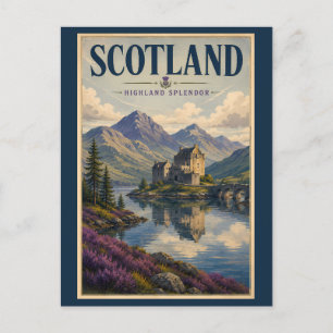 Carte Postale Illustration de voyage des Highlands écossais
