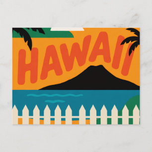 Carte Postale Illustration de voyage des îles hawaïennes rétro v