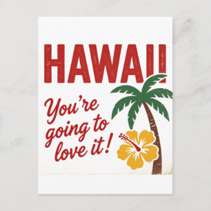Carte Postale Illustration de voyage des îles hawaïennes rétro v
