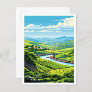 Carte Postale Illustration de voyage Douro Valley Portugal Vinta