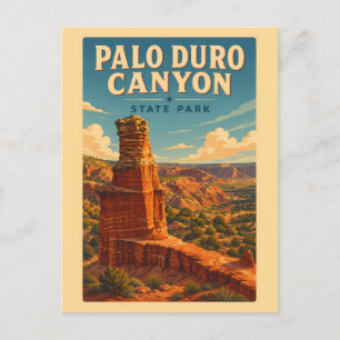 Carte Postale Illustration de voyage du canyon de Palo Duro au T