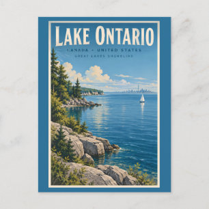 Carte Postale Illustration de voyage du lac Ontario Art vintage