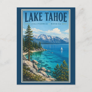 Carte Postale Illustration de voyage du lac Tahoe Californie Nev