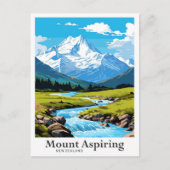 Carte Postale Illustration de voyage du Mont Aspiring en Nouvell (Devant)