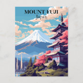 Carte Postale Illustration de voyage du Mont Fuji, Japon (Devant)
