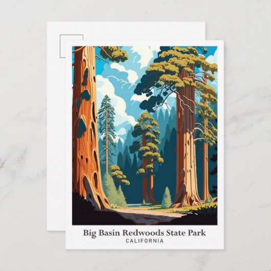 Carte Postale Illustration de voyage du parc national de Big Bas (Devant / Derrière)