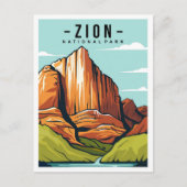 Carte Postale Illustration de voyage du Parc national de Zion Ut (Devant)