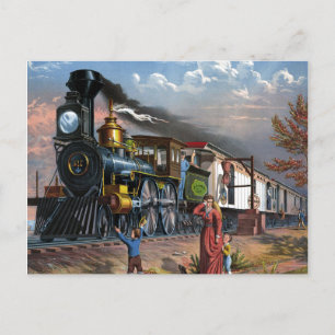 Carte Postale Illustration de voyage du train vintage