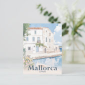 Carte Postale Illustration de voyage en aquarelle de Mallorca Es (Debout devant)