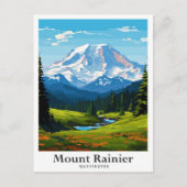 Carte Postale Illustration de voyage Mount Rainier Washington (Devant)