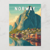 Illustration de voyage Norvège Art vintage