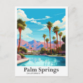 Carte Postale Illustration de voyage Palm Springs en Californie (Devant)