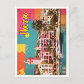 Carte Postale Illustration de voyage Pop Art Ibiza Espagne (Devant)