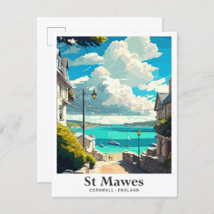 Carte Postale Illustration de voyage St Mawes Cornwall Angleterr