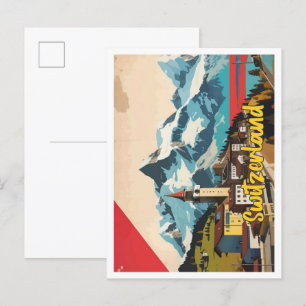 Carte Postale Illustration de voyage Suisse Pop Art